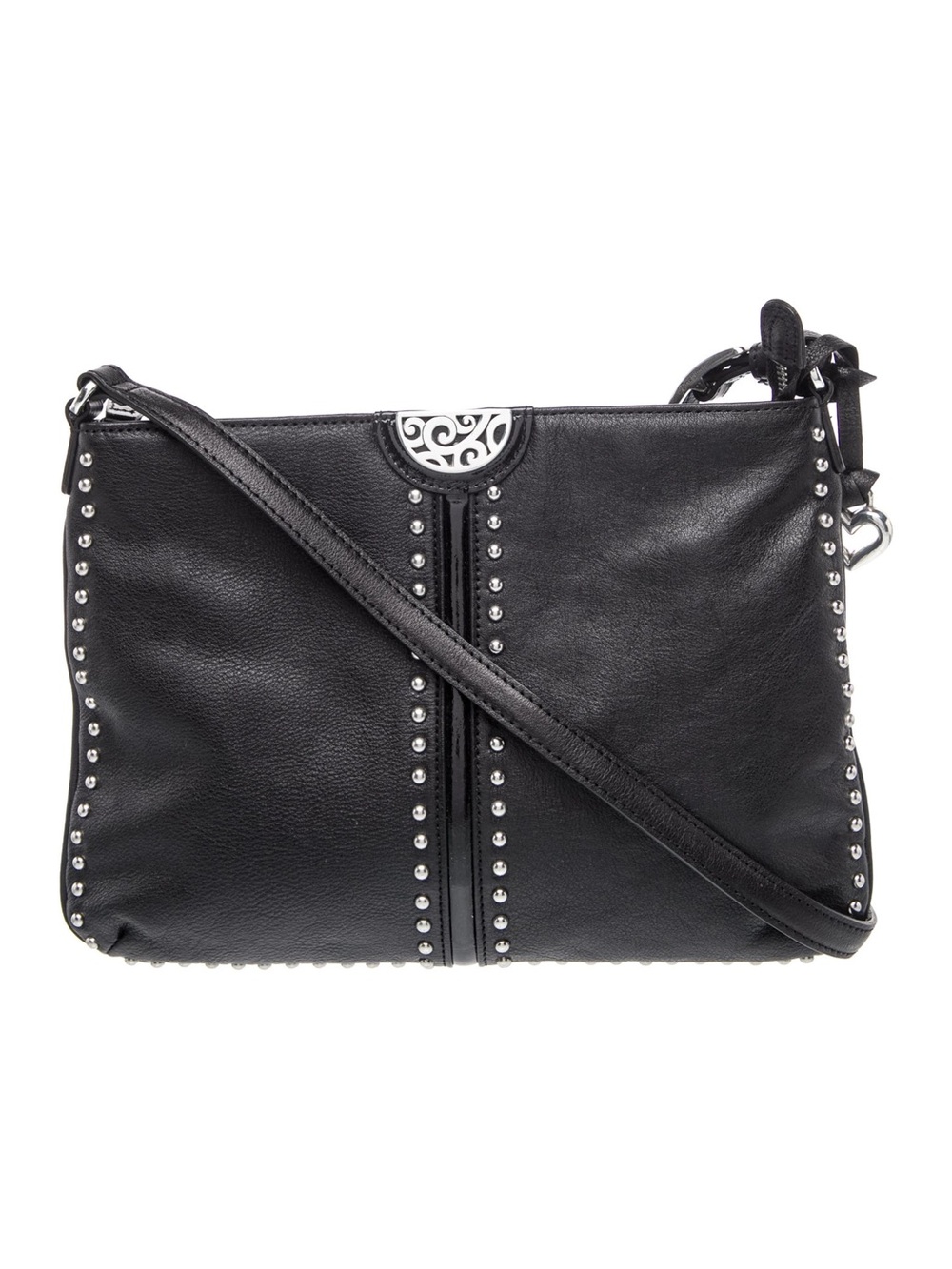 Brighton Black Stud Trim Leather Crossbody